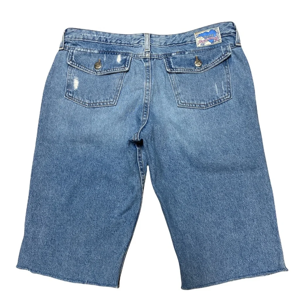 Mudd Bermuda Jean Shorts Women’s 11 Blue Denim Casual Cut Offs Raw Hem Jorts